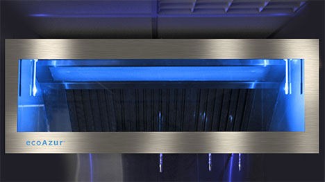 Hotte équipée du système ECOAZUR® avec les Iris Bleus